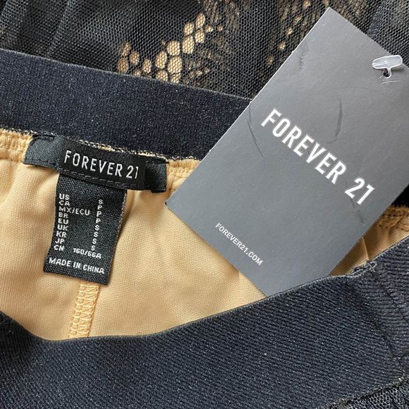 Forever 21 Black & Nude Layered Midi Skirt - Picture 7 of 7